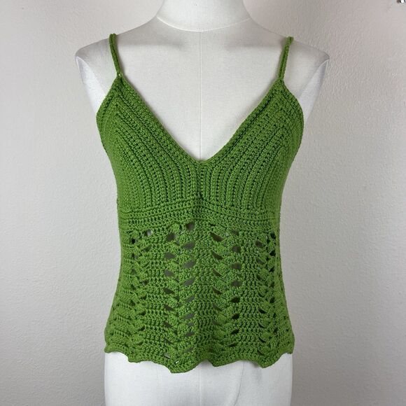 Handmade Top Womens Extra Small Crochet Tank Cropped Frog Fairy Boho Festival - Picture 8 of 9